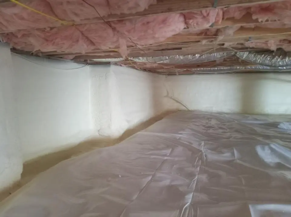 Crawl space encapsulation with closed-cell spray foam for Roof Waterproofing in Great Falls